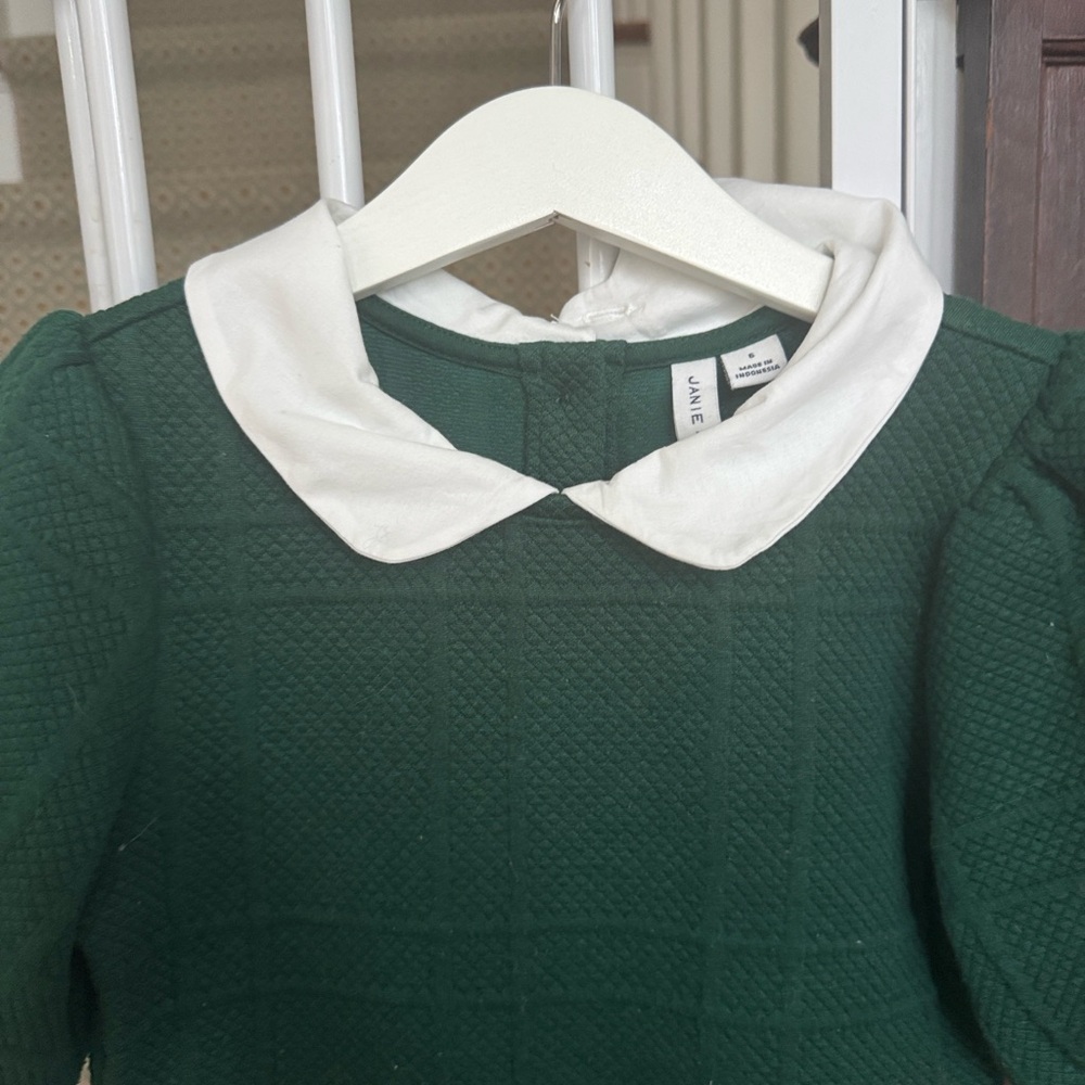 Janie and Jack Green Dress with White Collar - Picture 4 of 4